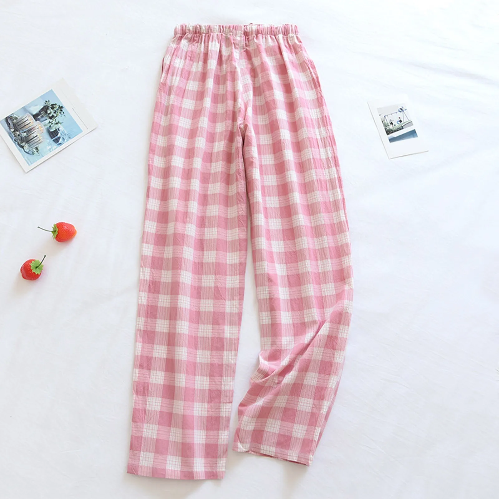 Spring/Summer Checkered Pajama Pants Women\'S Pants Loose And Comfortable Large Size Outwear Four Seasons Home Stretch Pants