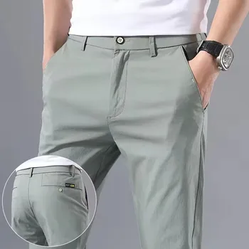 2025 Spring Autumn Thin Slim Men Casual Pants Classic Business Cotton Stretch Golf Trousers Korean Fashion Male Clothing Pants