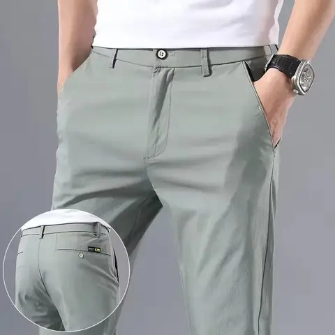 2025 Spring Autumn Thin Slim Men Casual Pants Classic Business Cotton Stretch Golf Trousers Korean Fashion Male Clothing Pants
