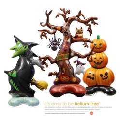 (1Pc) Halloween Party Decoration Photo Props Toy Balloon 4D Standing Witch Dead Tree Pumpkin Ghost Thriller Funny Shape Cartoon Large Aluminum Film Balloon