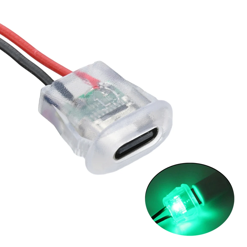 2-Pin USB Typ-C 5A Eingangs-Ladebuchse mit LED-Lichtplatte, wasserdichter USB-C Stromanschluss, 24AWG Anschlusskabel, weiblicher Stecker – Detail 10