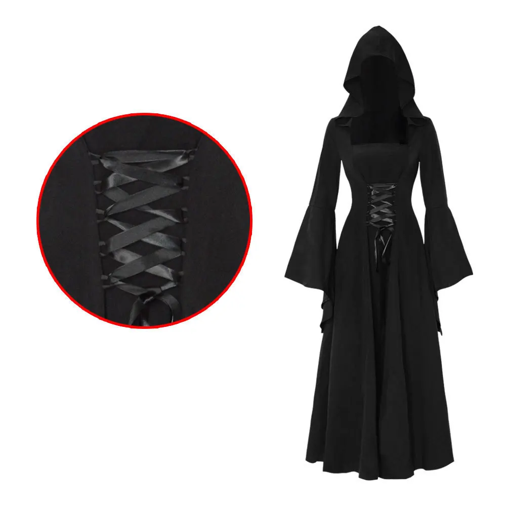 Wi Mittelalter Retro Long Dr Damen Bühnenkostüm Halloween Outfit Ethnische Bühnenkleidung Damen Premium Fa...
