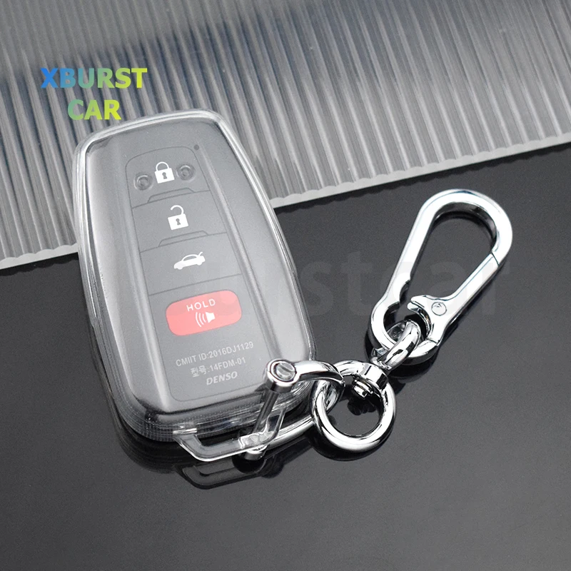 Transparent TPU Car Key Case for Toyota Camry CHR Corolla RAV4 Avalon Land Cruiser Prado Prius Remote Shell Fob Cover Holder