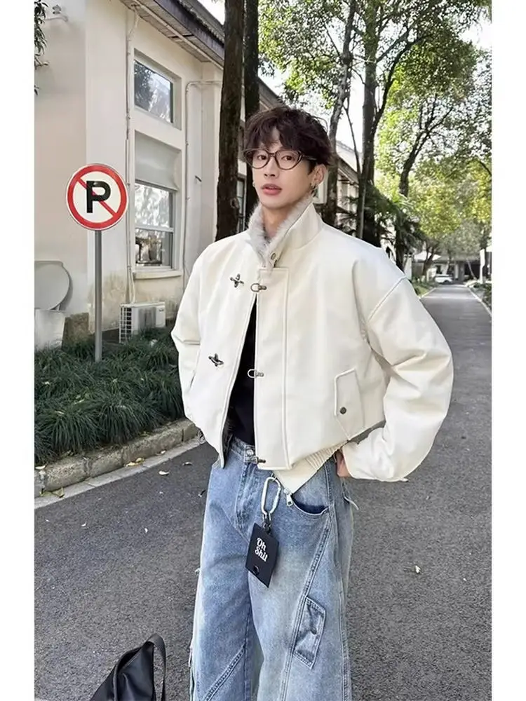 

New Chinese Sle Thiened Stand Collar Jaet Men's Winter Cotton Coat Harlington Sle Fur Collar Airplane Bule Top