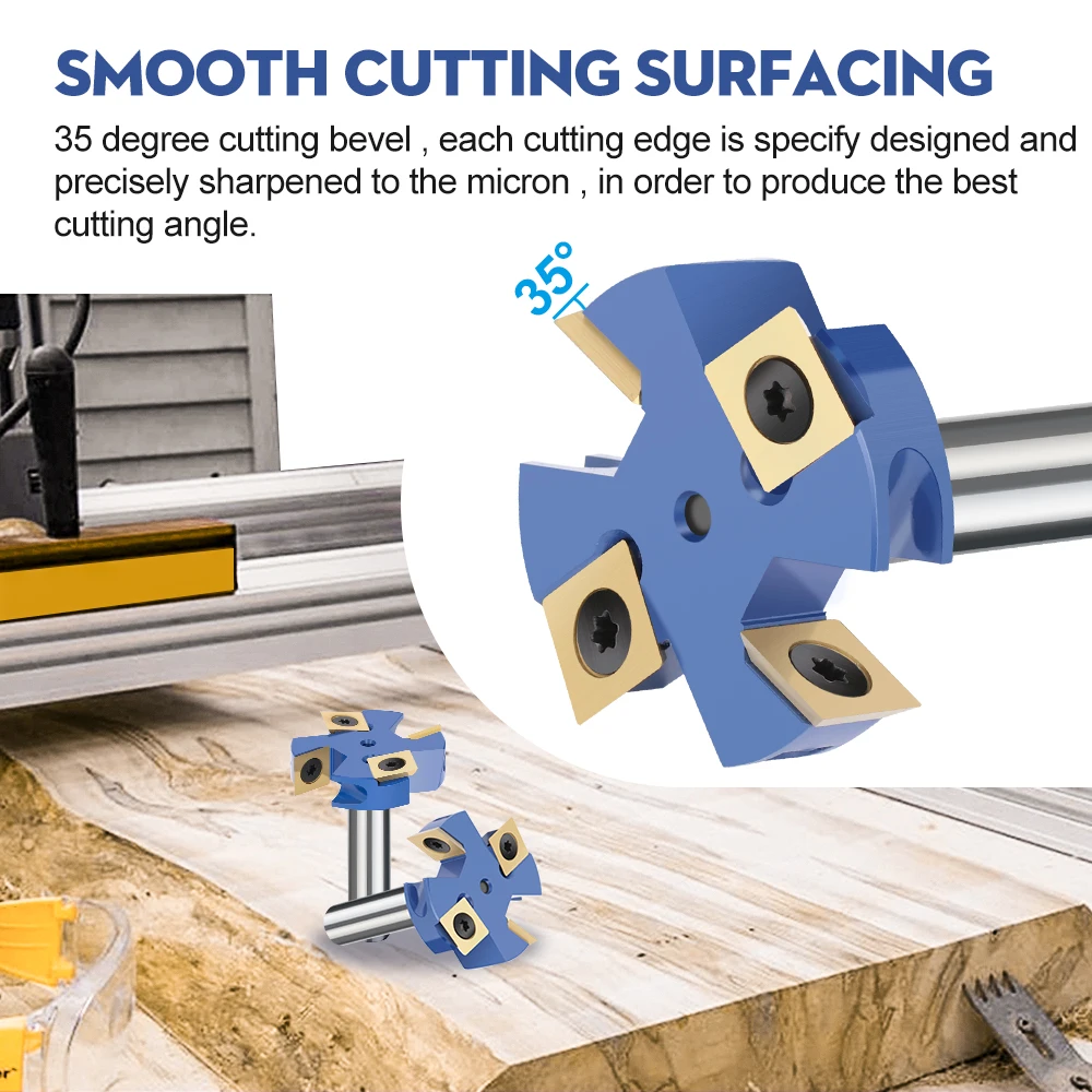 XCAN CNC Spoilboard Surfacing Router Bit 1/2 Shank Dia 45 59mm Carbide Insert Slab Flatting Wood Planer Bit Milling Cutter