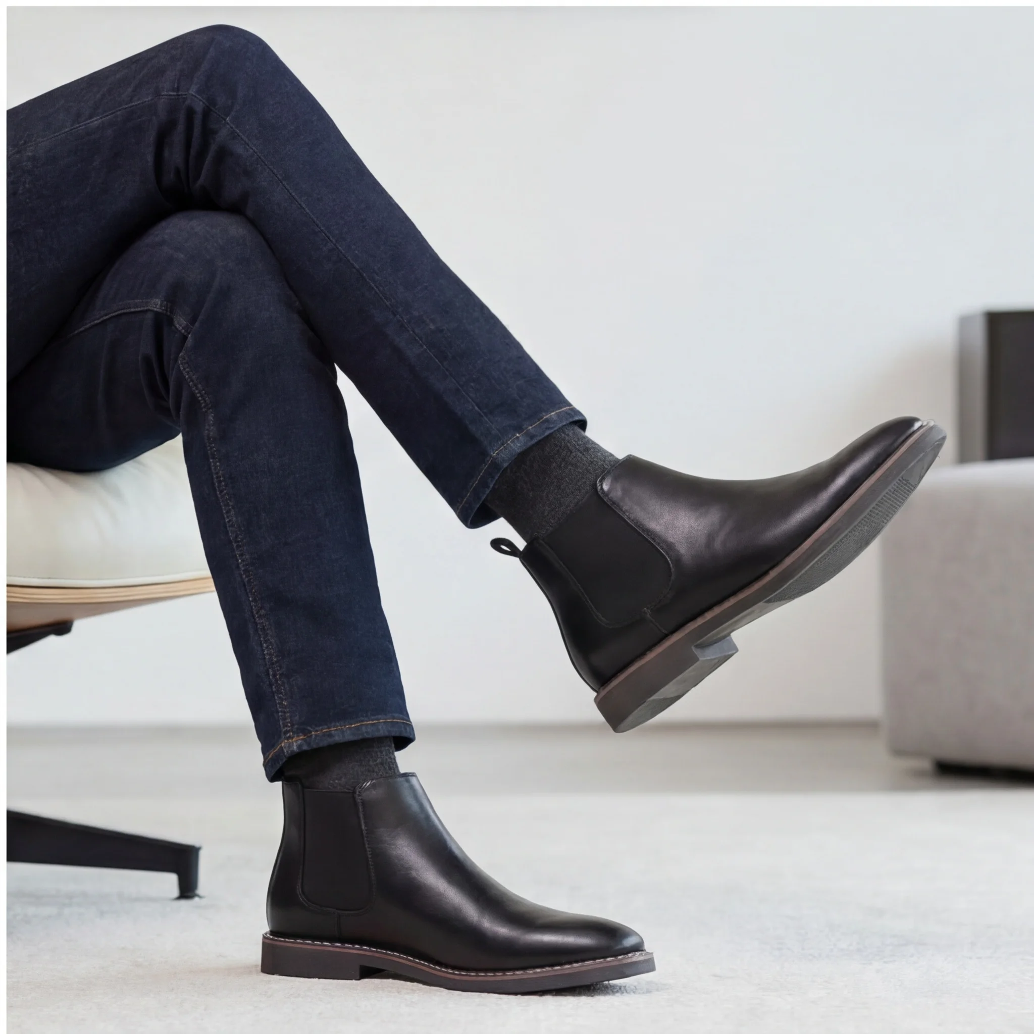 40~46 Chelsea Boots Men 2024 Brand Comfortable Fashion Leather Men Boots