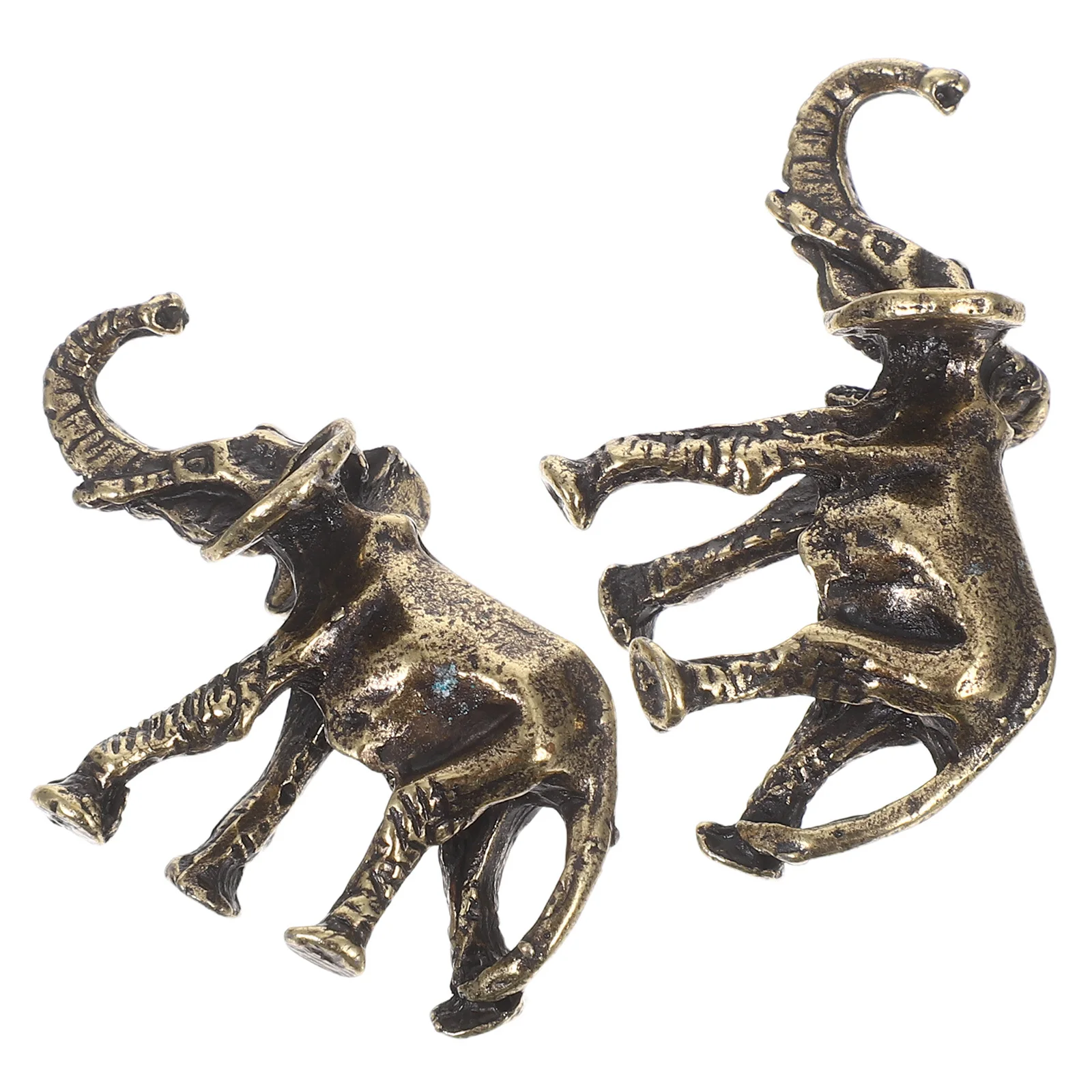 

2Pcs Brass Elephant Figurines Vintage Miniature Animal Decor Desktop Tabletop Ornaments Sculpture Home Decoration