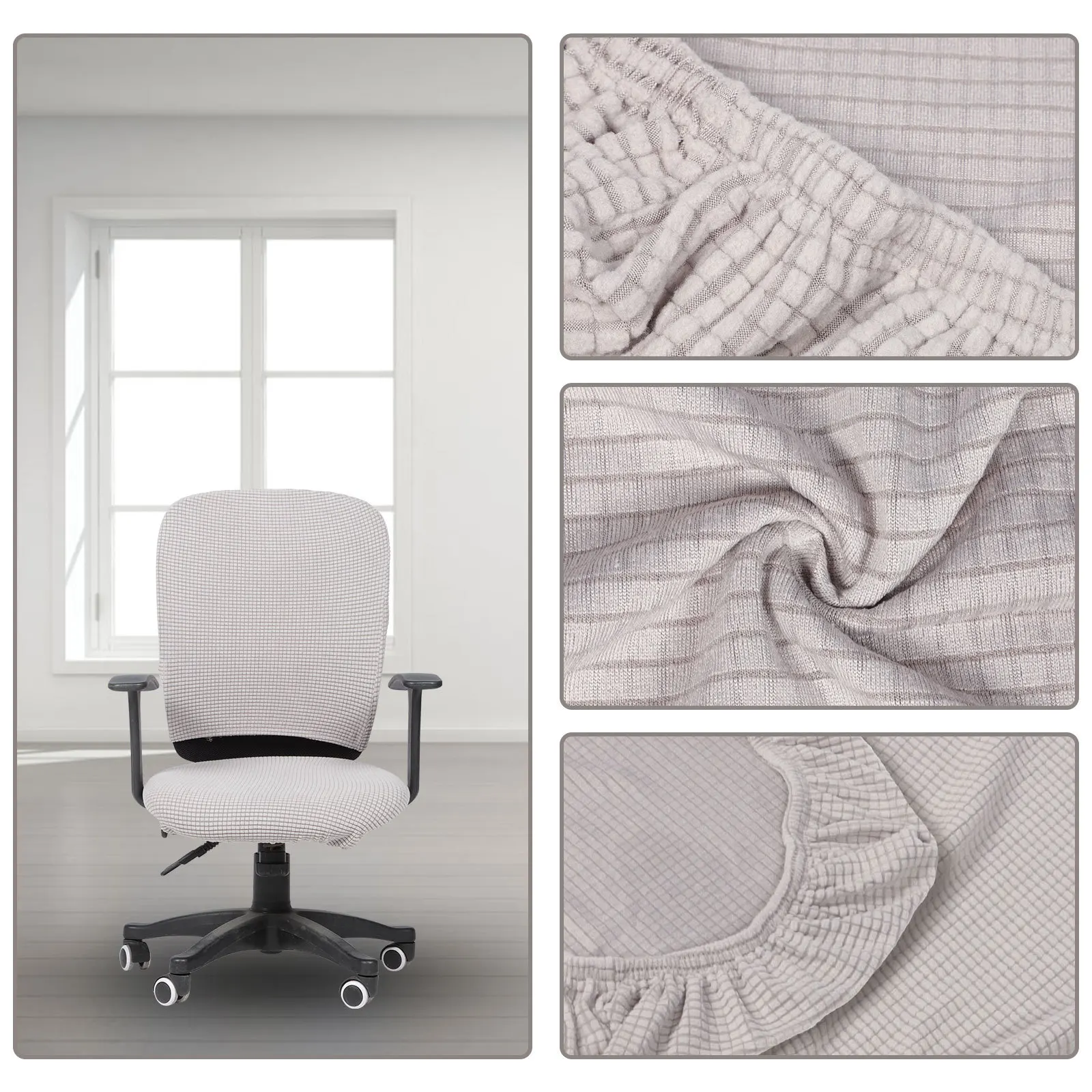 

Easy Install Elastic Office Chair Cover Split Stool Cover Computer Chair Slipcover Set Polyester Protector