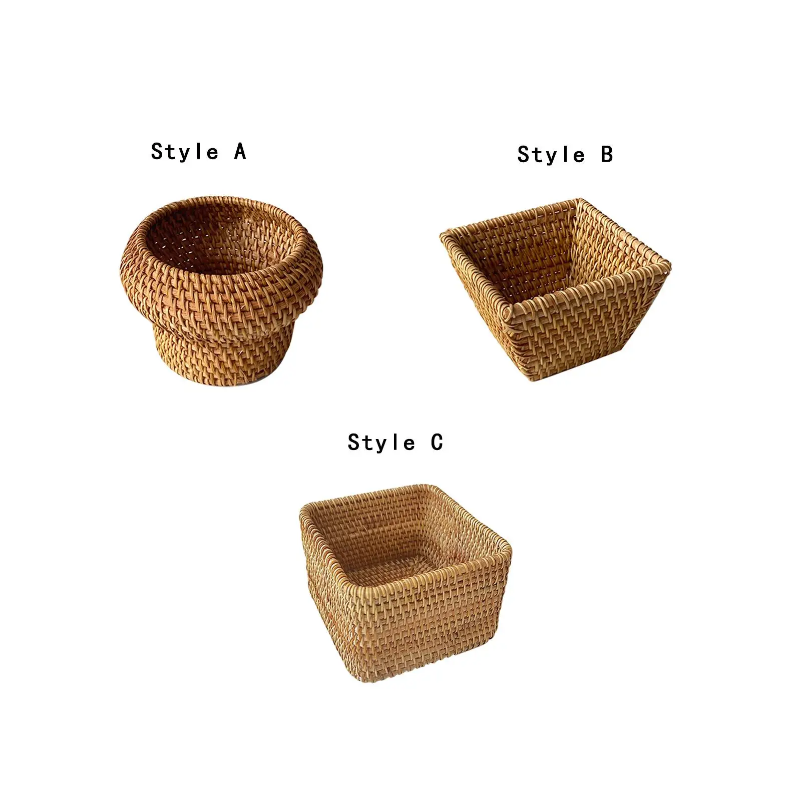 Rattan Basket Wicker Basket Kitchen Multi Purpose Woven Basket Weaving Storage Holder for Cookies Fruits Snacks Dinning Room