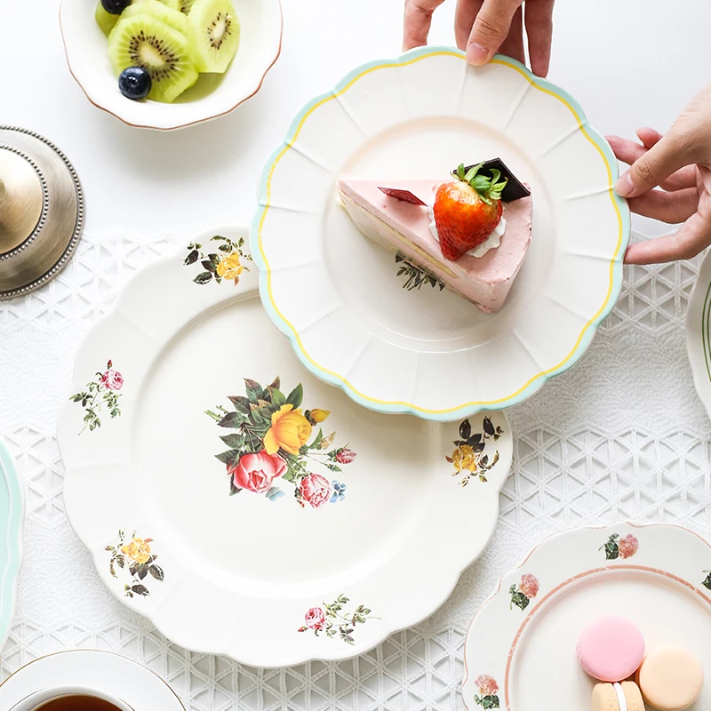 

American pastoral retro ceramic western dinner plate wedding dinner plate dessert plate steak plate dinner plate Dim sum plate