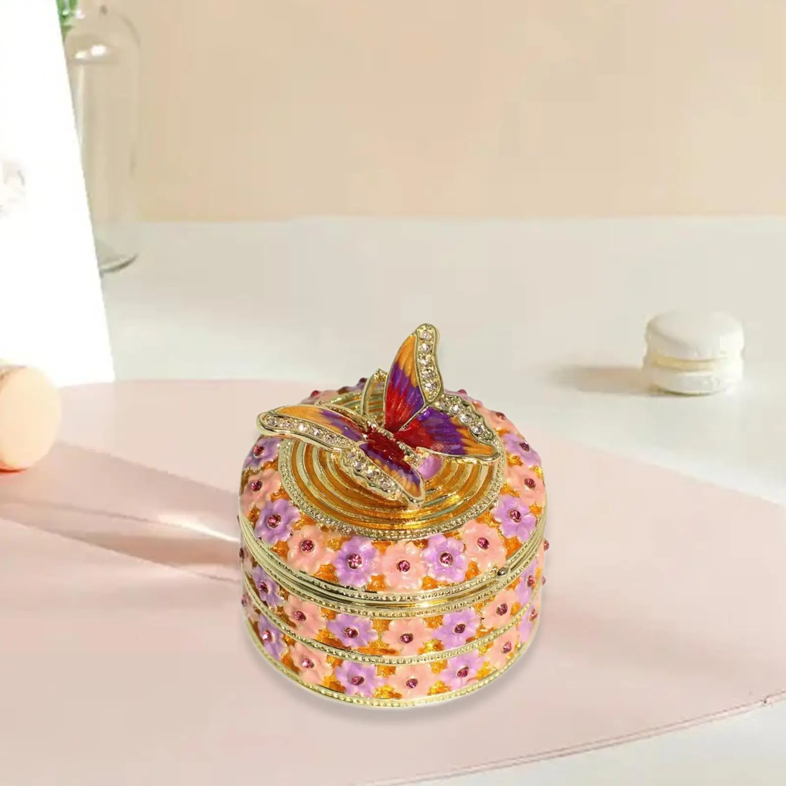 

Винтажная шкатулка для драгоценностей, держатель для безделушек, коробка для хранения, контейнер, нежный орнамент