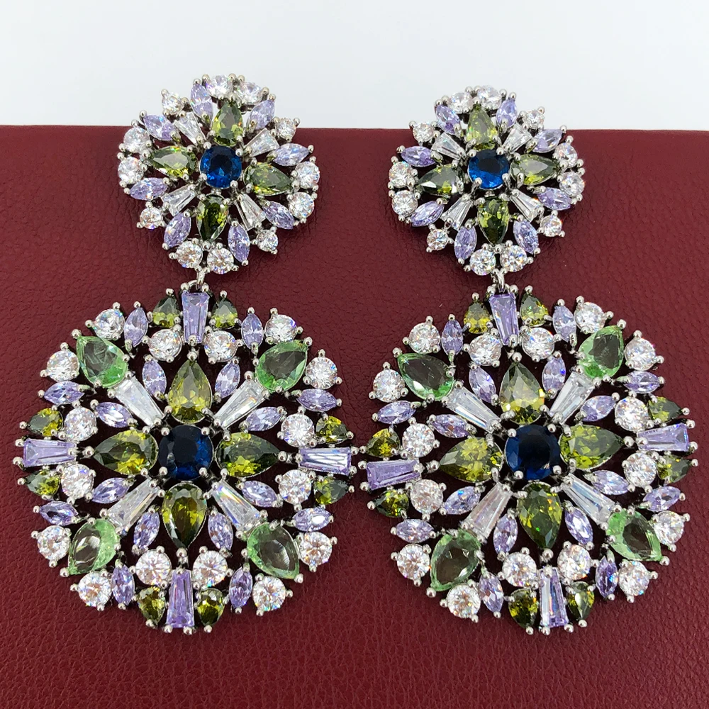 

missvikki New Big Round Pendant Earring for Women Full Micro CZ Cubic Zircon Famous Luxury Charm Dubai Wedding Bohemia Earrings