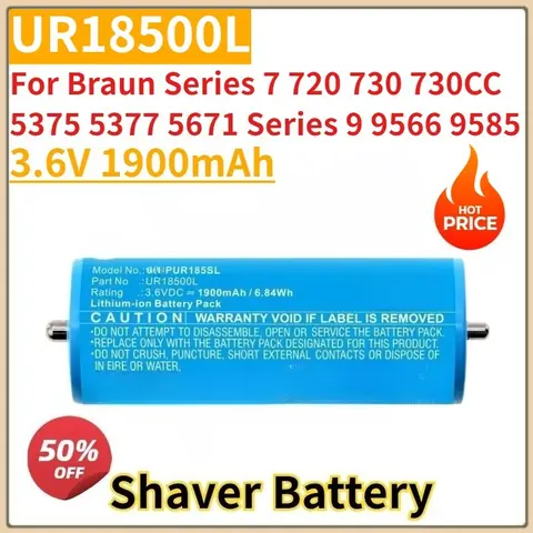 New Replacement Shaver Battery 3.6V 1900mAh UR18500L For Braun Series 7 720 730 730CC 5375 5377 5671 Series 9 9566 9585