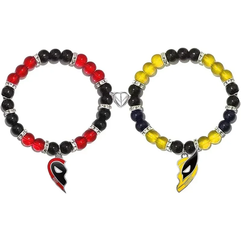 Deadpool and Wolverine Best Friends Bracelet Set Friendship Matching Heart Bracelets Bangle for Women Men Cosplay Jewelry Gift