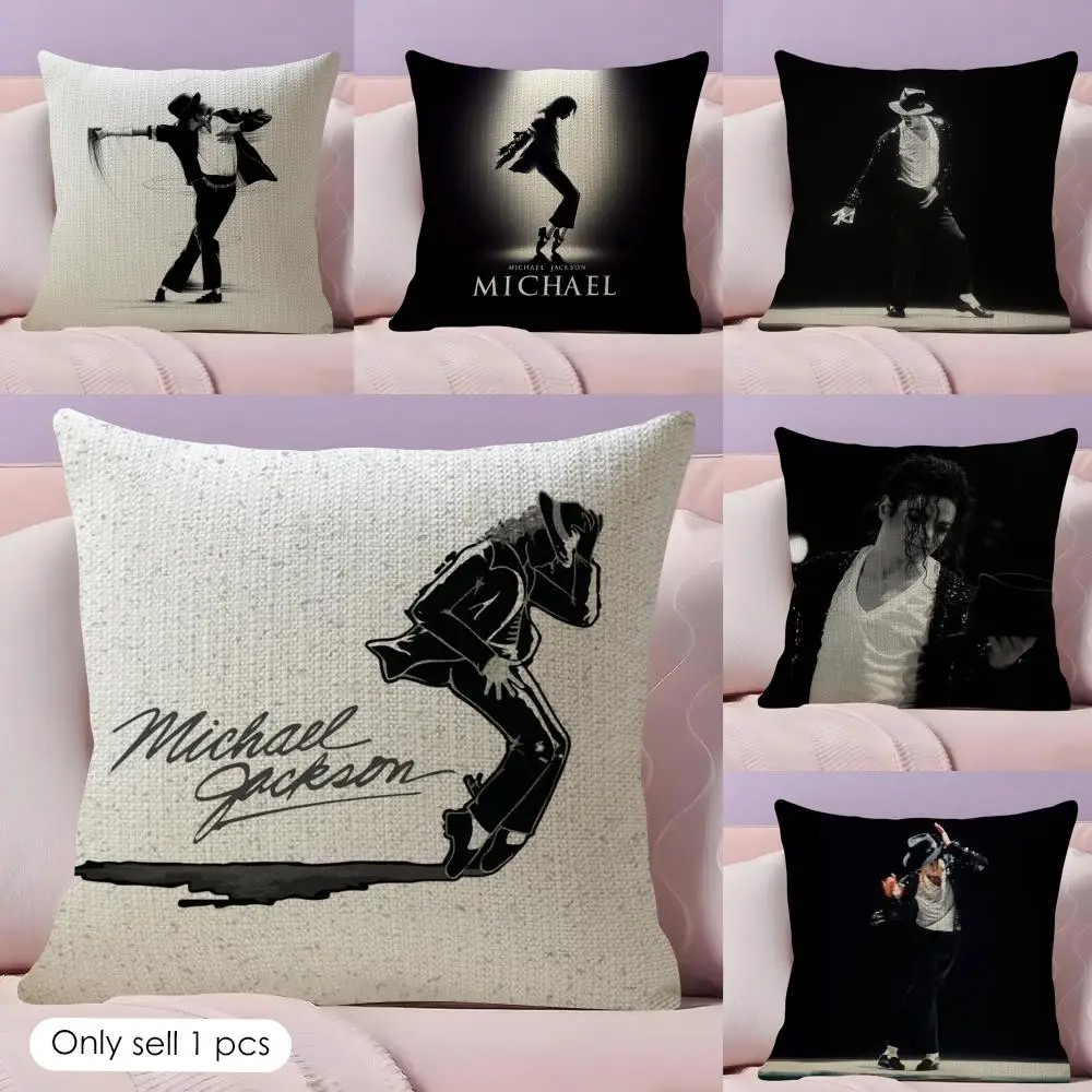 M-Michael Jacksons Cushion Cover Summer Coolness Linen Fabric Double-Sided Printing Pillow Case Sofa Home Decor Gift