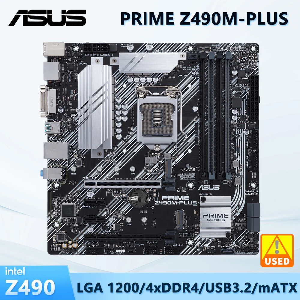 

ASUS PRIME Z490M-PLUS Intel Z490 Motherboard LGA 1200 support Core i3-10100 10400F 10700 10900 10600 G6500 cpu DDR4 128GB M.2