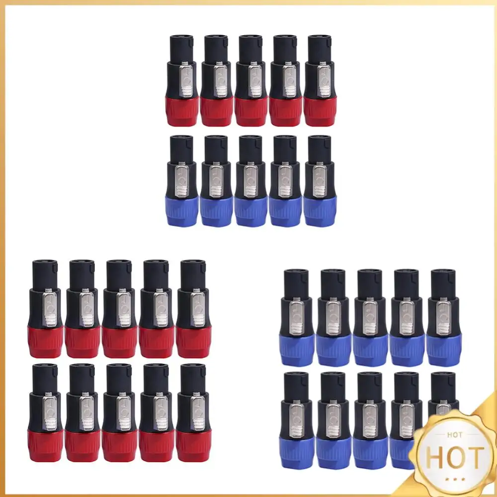 10pcs NL4FC Speaker Connectors 4 Pole 4 Pin Male High-Strength Lightweight ABS Shell Audio Cable Adapter Speakons