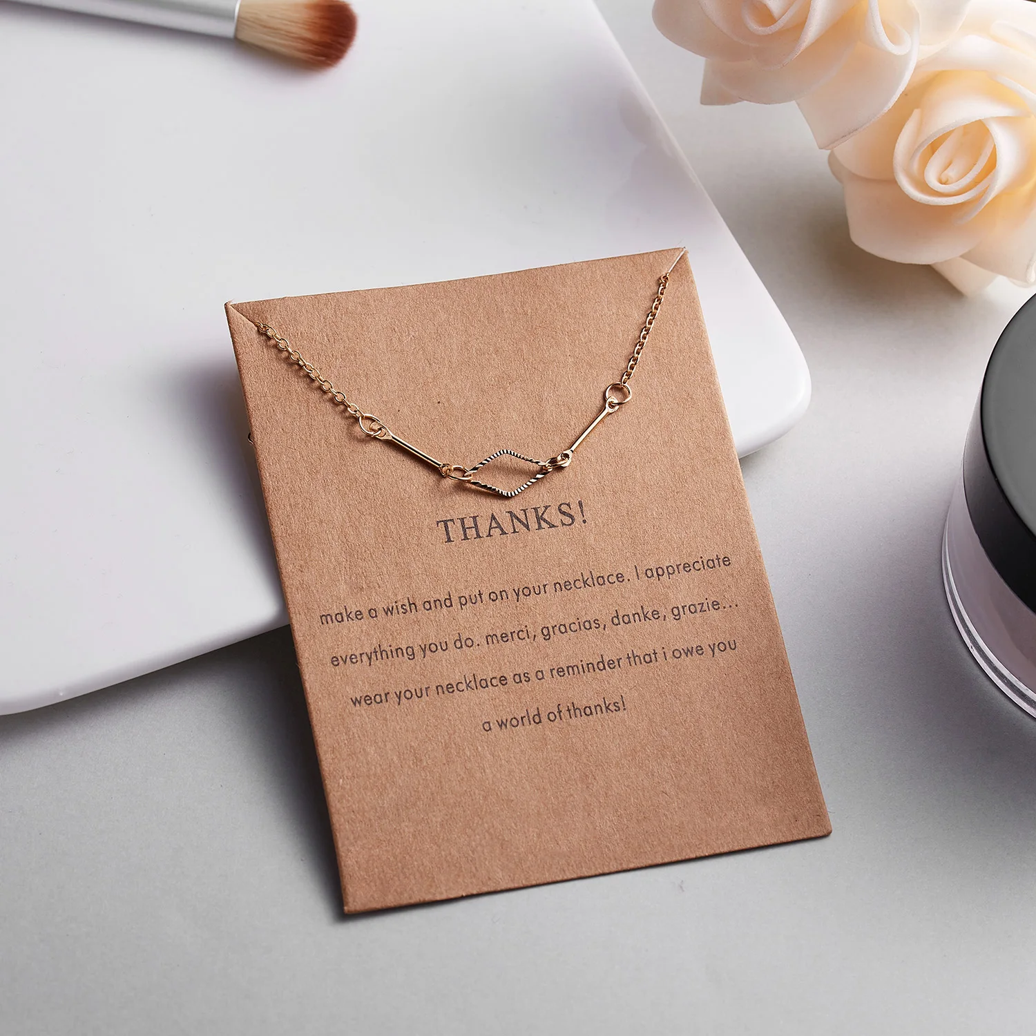 Elegant Thin Heart Pendant Necklace For Women Bar Hollow Geometric Choker Fashion Girls Party Jewelry Gift Neck Chain With Card