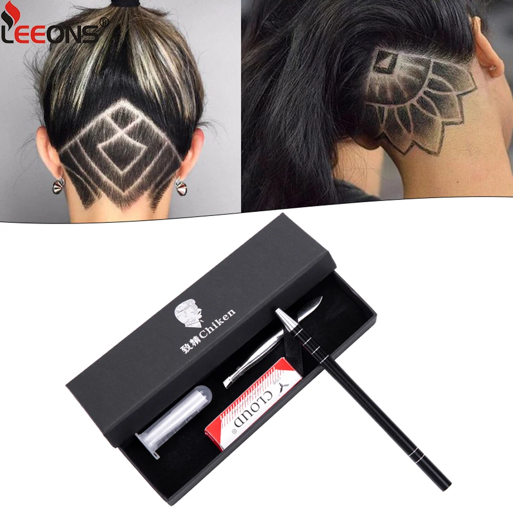 Hair Pen Hair Tattoo Pen Barber Tools Engraving Shaver Pen Stainless Steel Blade Hair Styling Eyebrows Beards Engraving Pen
