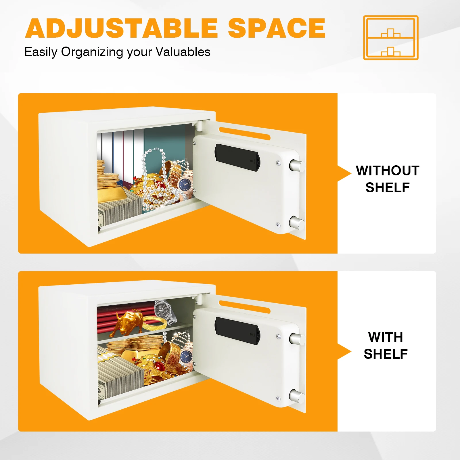 BRIEFNES آمن رقمي من الفولاذ المقاوم للحريق - مقاوم للصورة للمنزل/المكتب/الفندق، حماية وثائق المجوهرات النقدية (قولبة الكل في واحد)