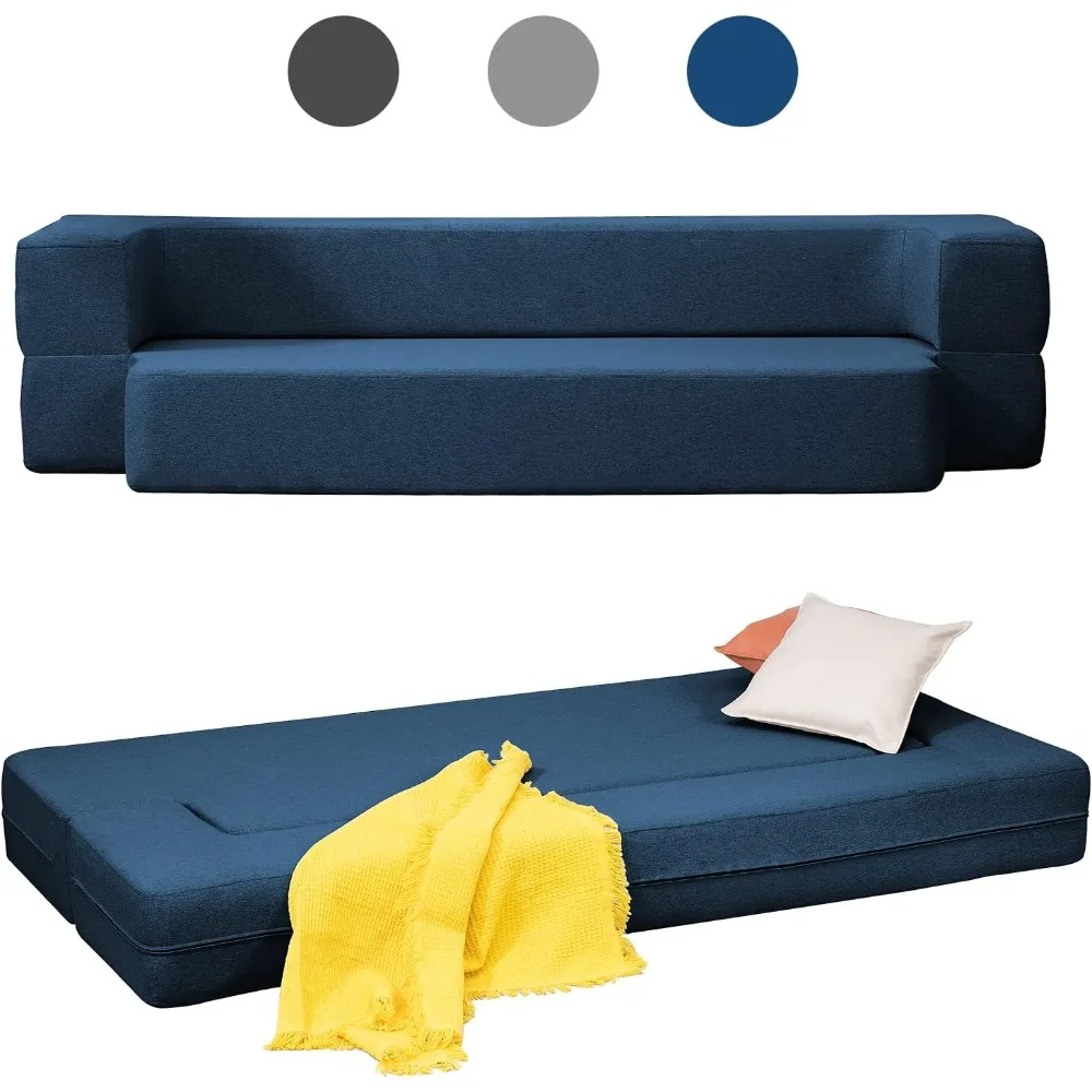 

Queen Convertible Velvet Futon Sofa Bed, Memory Foam Fold Out Couch Bed Folding Sofa Bed for Living Room/Bedroom/Guest Room/Off