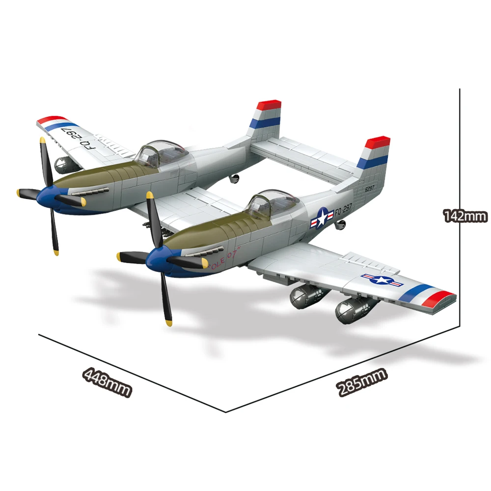 حار اللبنات العسكرية F-82 التوأم موستانج كتل الطائرات سلاح القوات الجوية الأمريكية مقاعدين مقاتلة WW2 نموذج طائرة الطوب
