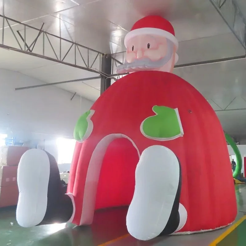 5m tall Christmas Decoration Inflatable Christmas House Santa Grotto Igloo Dome Tent for Outdoor Events
