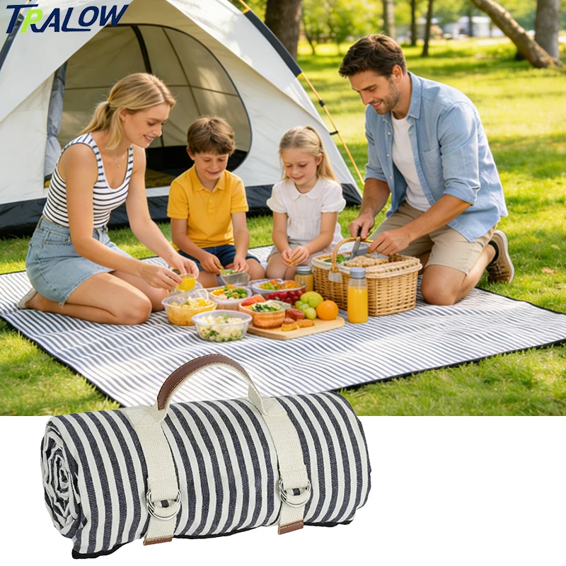 

TRALOW Extra Large Waterproof Foldable Picnic Blanket Beach Mat with Adjustable Carrying Strap for Outdoor Camp Park Beach
