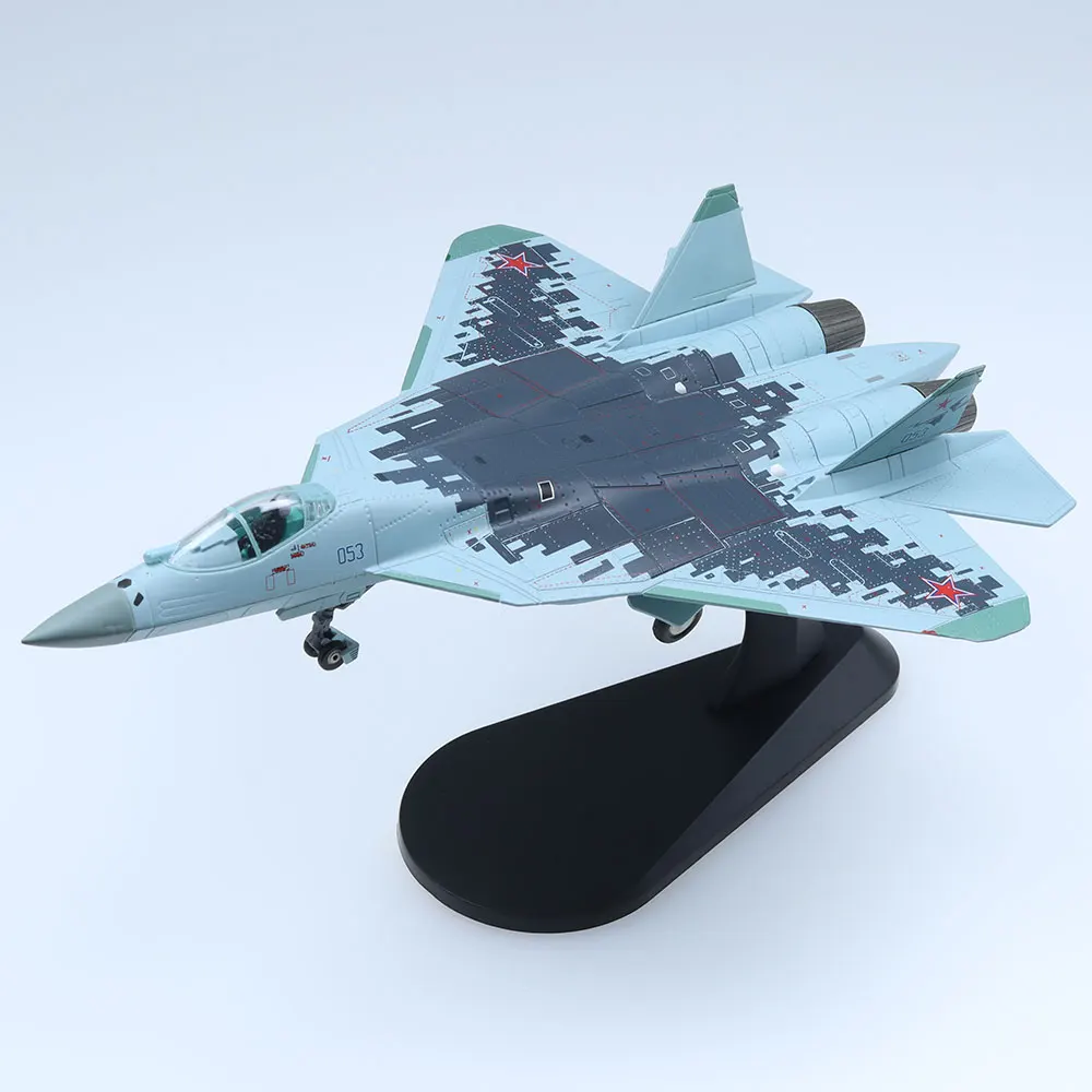 1/100 مقياس SU-57 نموذج معدني لطائرة مصبوبة للهدايا #4