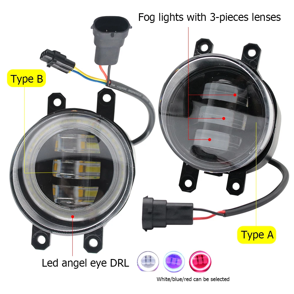 2x Led Fog Lights Assembly for Toyota Allion 2 T260/T265 2008-2021 Angel Eye DRL Daytime Running Light Front Bumper Driving Lamp