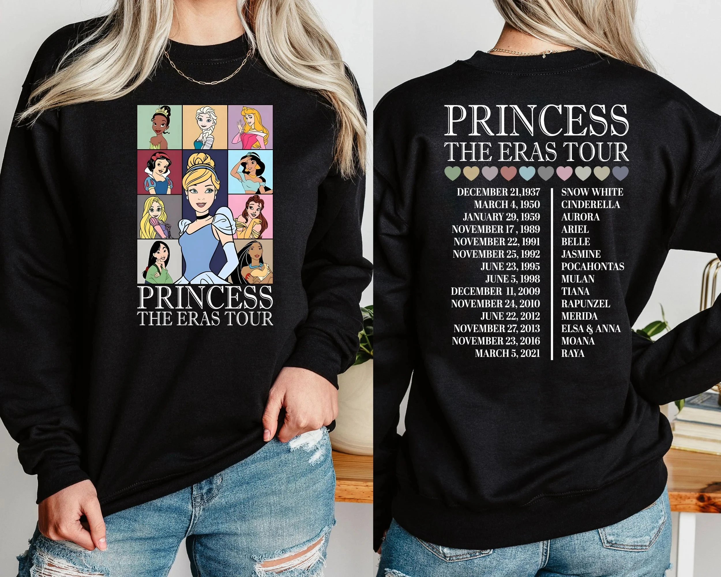 

Свитшот Princess Era Tour - Bella Canvas с изображением персонажей Disney Princess, унисекс-свитшот, толстовки с капюшоном, женская одежда в стиле y2k