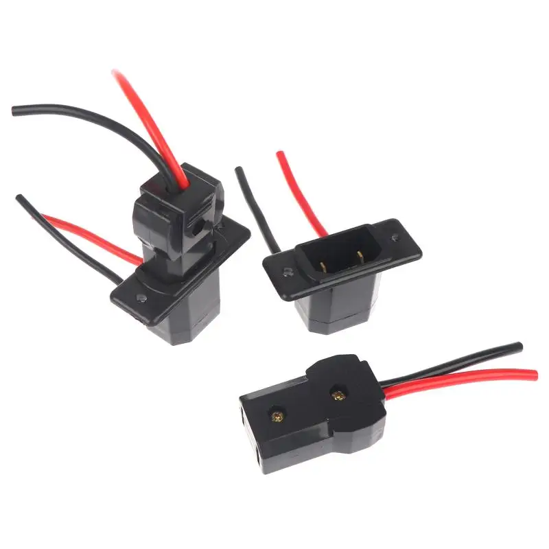 Bicycle Battery Charging Plug Socket: Set 2 Pin Male Female Connector Electric Quadricycle Power Cable Adapter Black