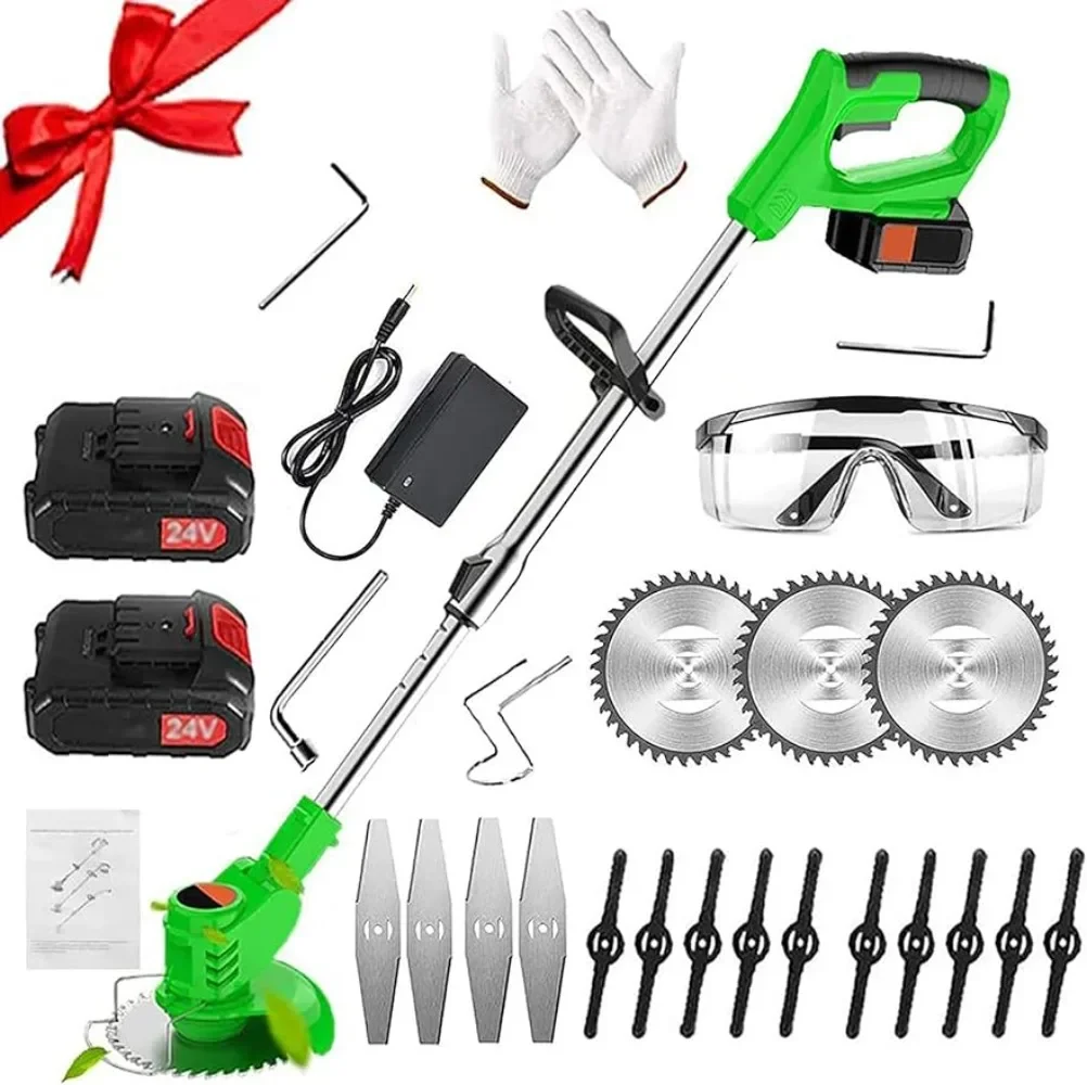 

Cordless String Trimmer Electric Weed Eater Battery Powered 24v Weed Wacker 3-in-1 Cutting Tool Lawn Trimmer Edger