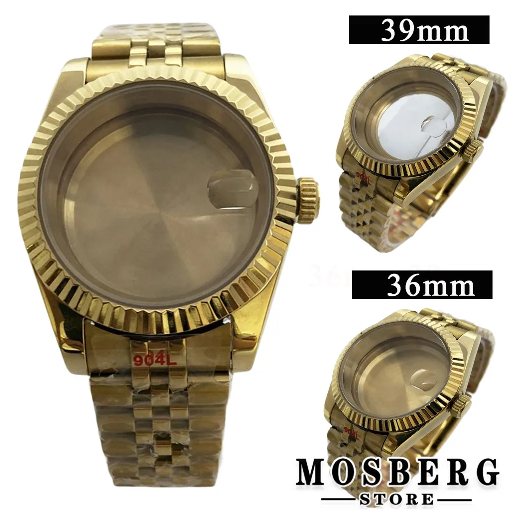 

Gold 36mm 39mm Watch Case Sapphire Glass Stainless Steel For NH35 NH36 ETA2824 2836 Miyota8215 8205 821A PT5000 ST2130 Movement