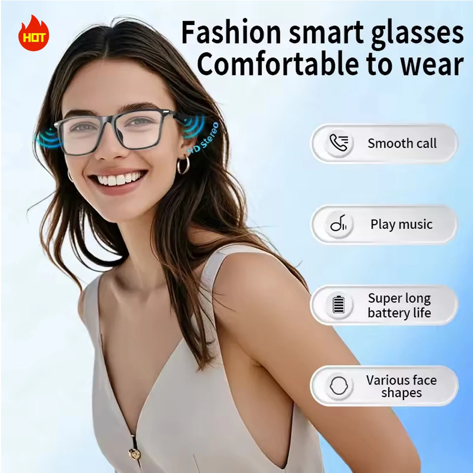 

2026 New Smart Glasses Music Bluetooth AI Sunglasses Black Technology Filtering Polarized Lenses Life Waterproof For Men Women