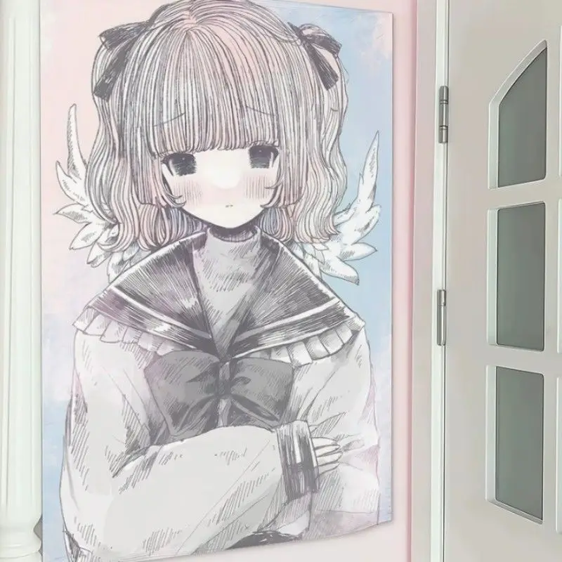 VIKAMA Light Color Angel Girl Tapestry Wall Hanging Home Decor for Bedroom Living Room Dorm Sailor Uniform Girl Aesthetic