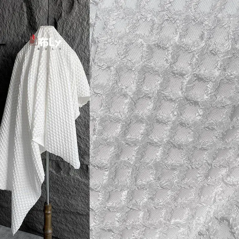 Plaid Concave Convex Texture Elastic Fabric Soft & Skin-Friendly For Bags Skirts Coats Tablecloths Designer DIY Apparel Material