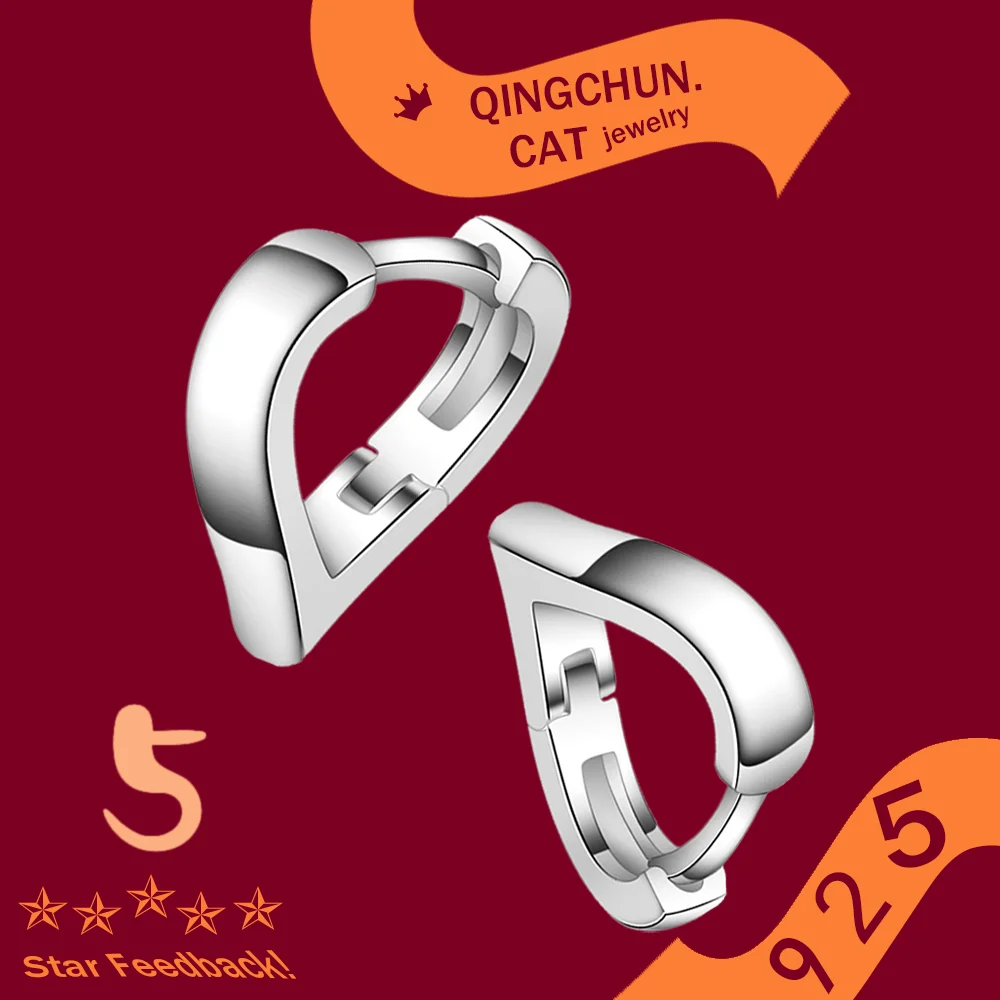 

Round Ear Rings Earring Women Female Black Piercing Stamp 925 Sterling Silver Luxury Stud Earrings Crystal Heart Star2026