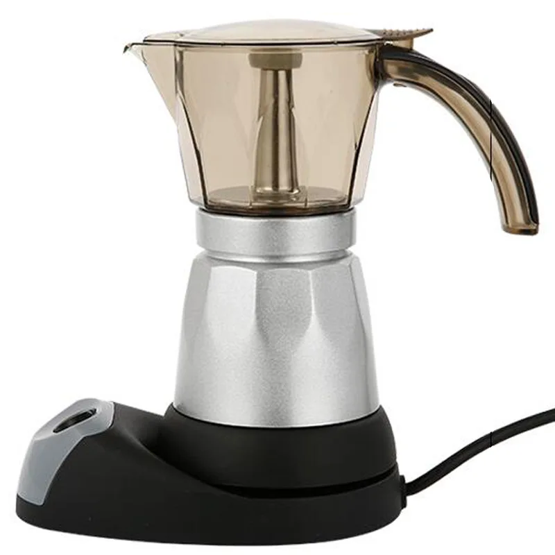 220V/150ml Home Transparent Electric Moka Pot Aluminum Moka Pot Coffee Maker Portable Electric Italian Coffee Make Coffee Kettle