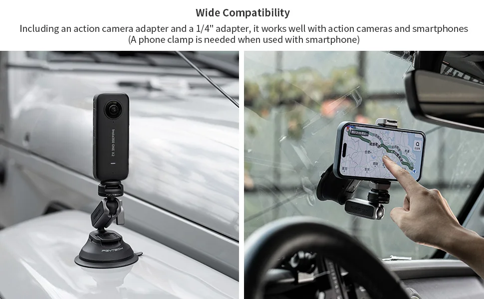 PGYTECH CapLock Saugnapf Autohalterung 360° ° Rotation für DJI OSMO Action POCKET 3 Gopro 12 10 9 mit 1/4 Standardadapter – Detail 6