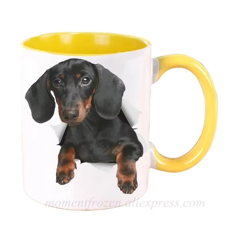 Black Dachshund Dog Coffee Mugs, Drinkware, Doggy Lover, Coffeeware, Home Decor, Mommy Pet Cups, Mother's Day