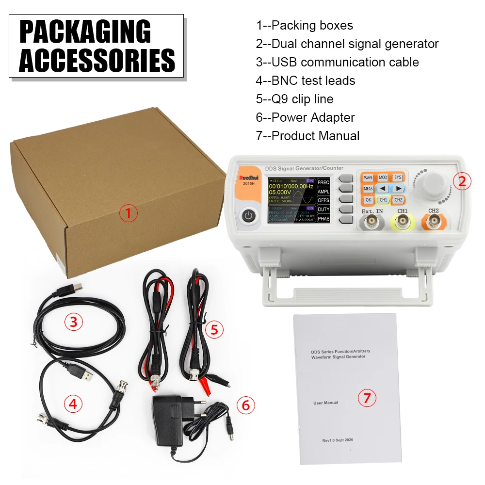 RuoShui DDS Signal Generator High Accuracy Dual-channel Universal Function Generator Counter Arbitrary Waveform Frequency Meter