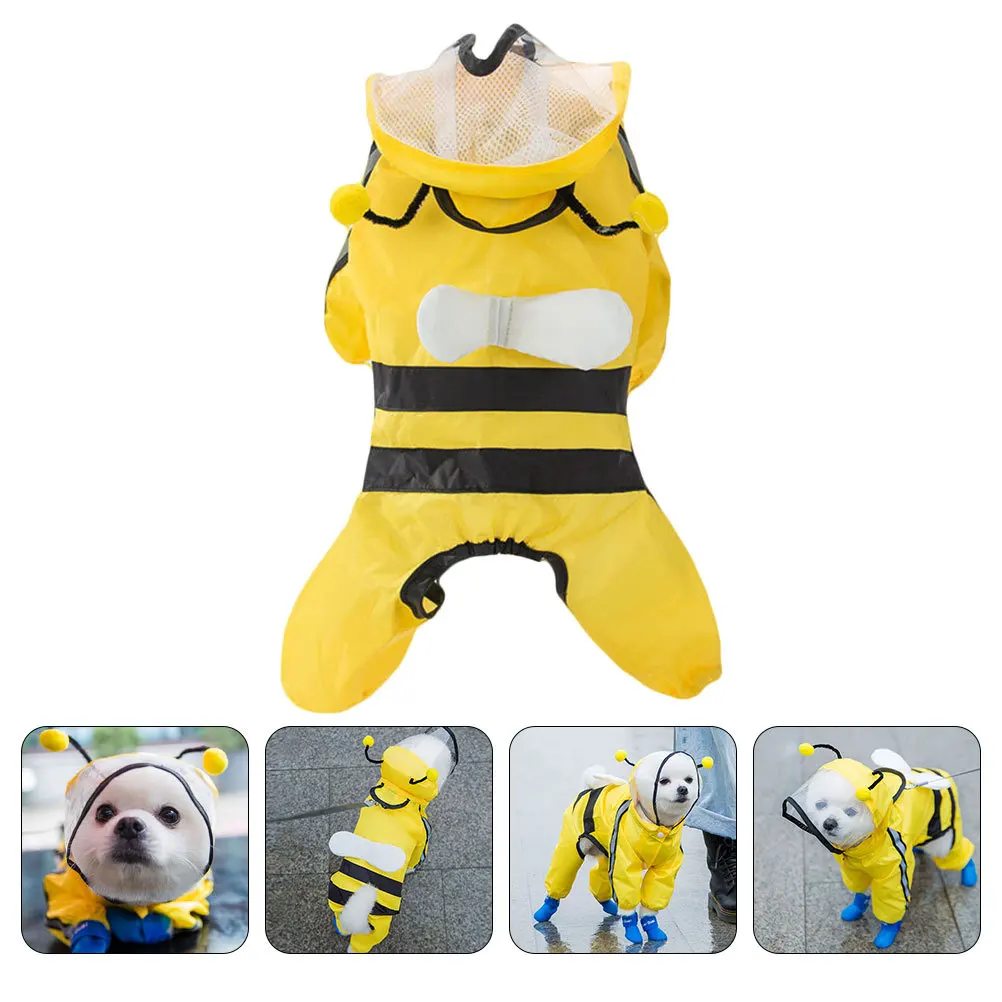 

1Pcs Pet Bee Rain Slicker Lightweight Hooded Raincoat Durable Waterproof Dog Poncho for Wet Weather Pet Rain Slicker
