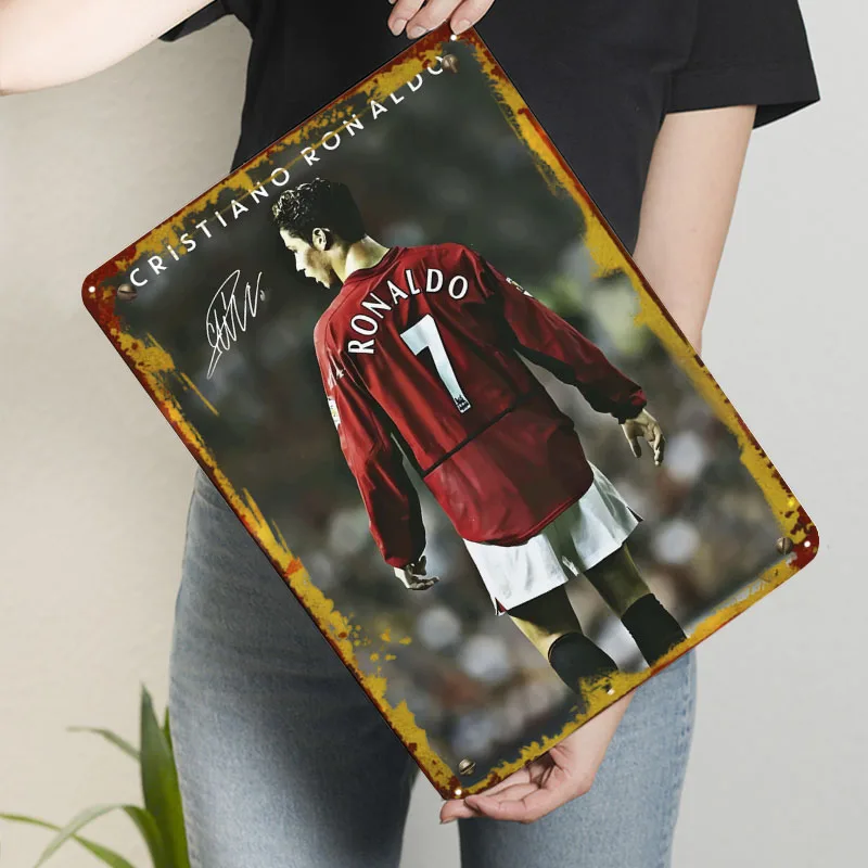 كريستيانو رونالدو تسجيل الرياضة ملصق زينة للمنزل الديكور الفاخرة مخصص معدن القصدير علامات ل جدار الفن الديكور الرجعية #3