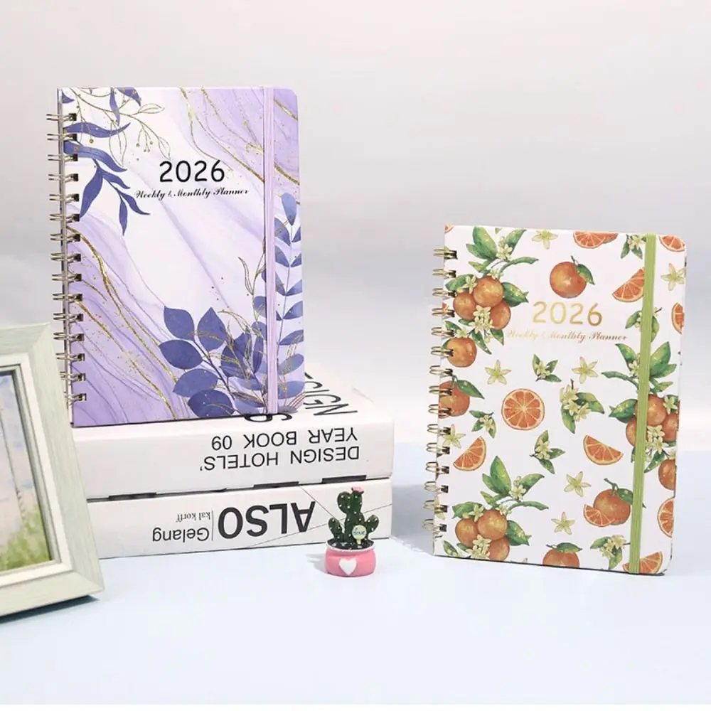 New A5 2026 Planner Weekly and Monthly Hard Shell Coil Notebook Exquisite Monthly Tabs Calendar 2026 for Students