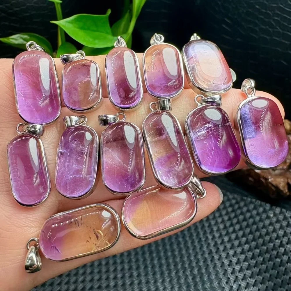 1PCS Natural Ametrine Crystal Yoga Pendant Reiki Healing Fengshui Stretch Female Gift - Jewelry for Stress Relief S925