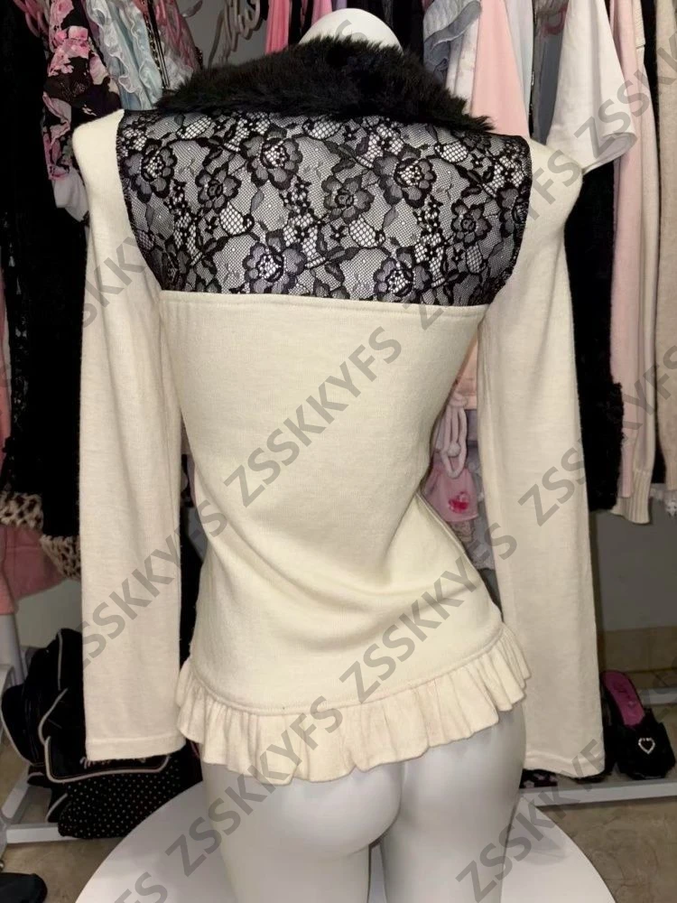 Robes Lolita douces en dentelle ajourée, ensemble 2 pièces Goth Vintage élégant Y2k années 2000, robe Punk pour filles, avec nœud Grunge Emo, mode