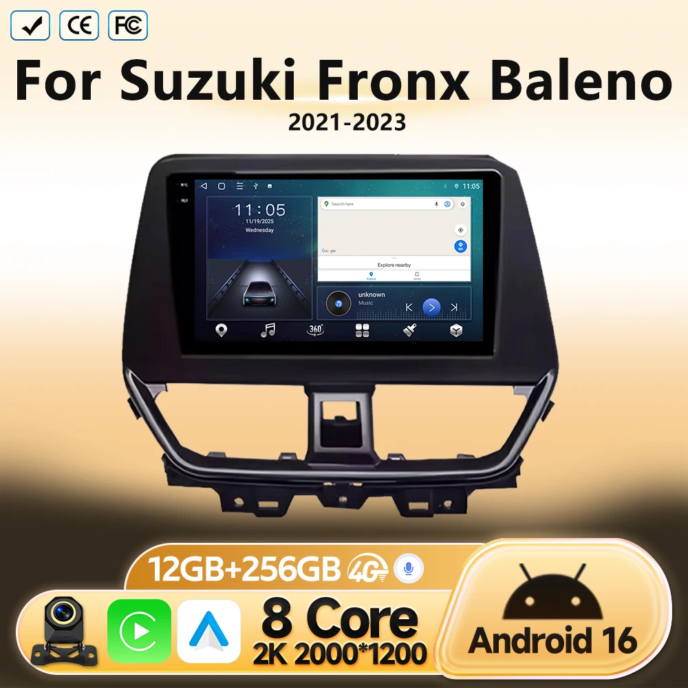 Multimedia Video Player For Suzuki Fronx Baleno 20212022 2023 GPS Navigation Car Radio Android Auto Carplay BT Head Unit No 2Din