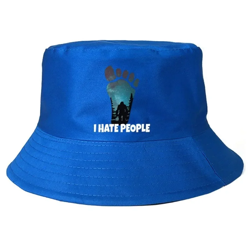 I Hate People Bigfoot Bucket Hat Summer Foldable Bucket Hat Man Women Stylish Daily Unisex Outdoor Sunscreen Fishing Hunting Cap