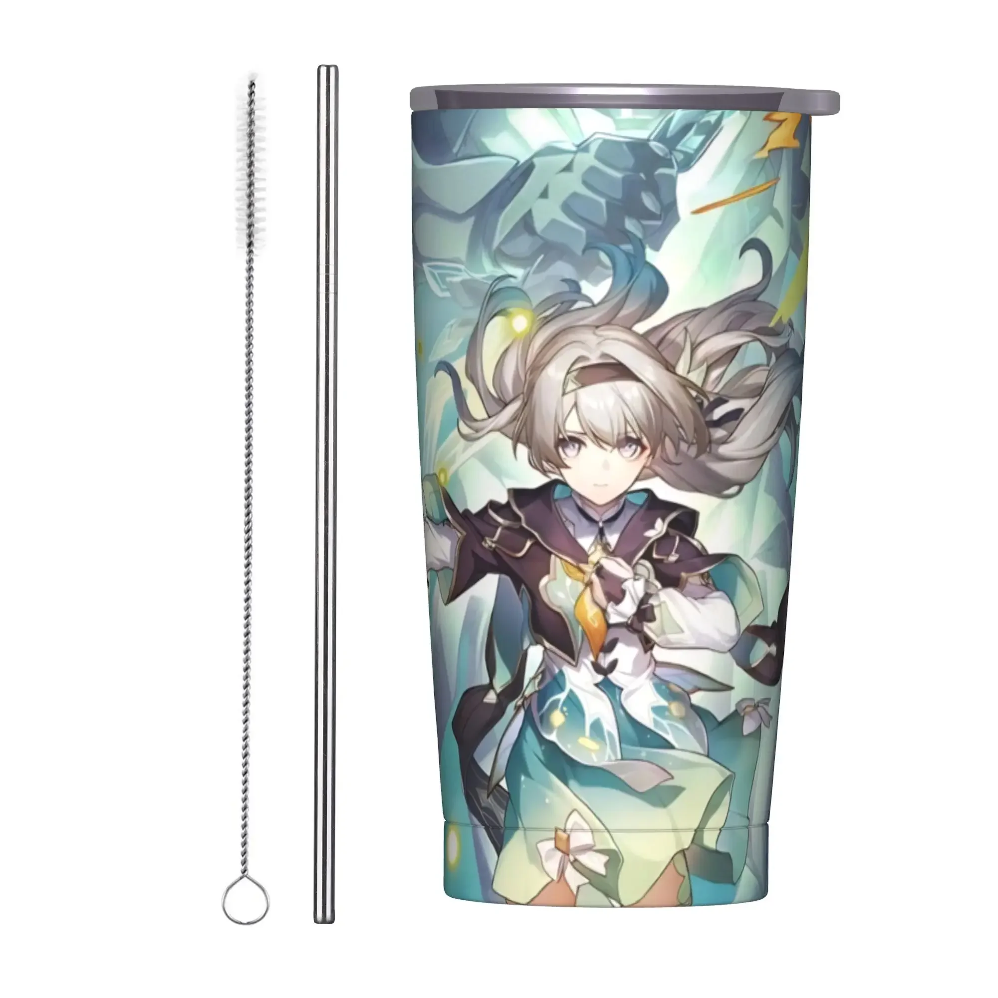 Firefly Insulated Tumbler with Straws Honkai Anime Stainless Steel Coffee Mugs Double Wall Water Bottle Cups, 20oz